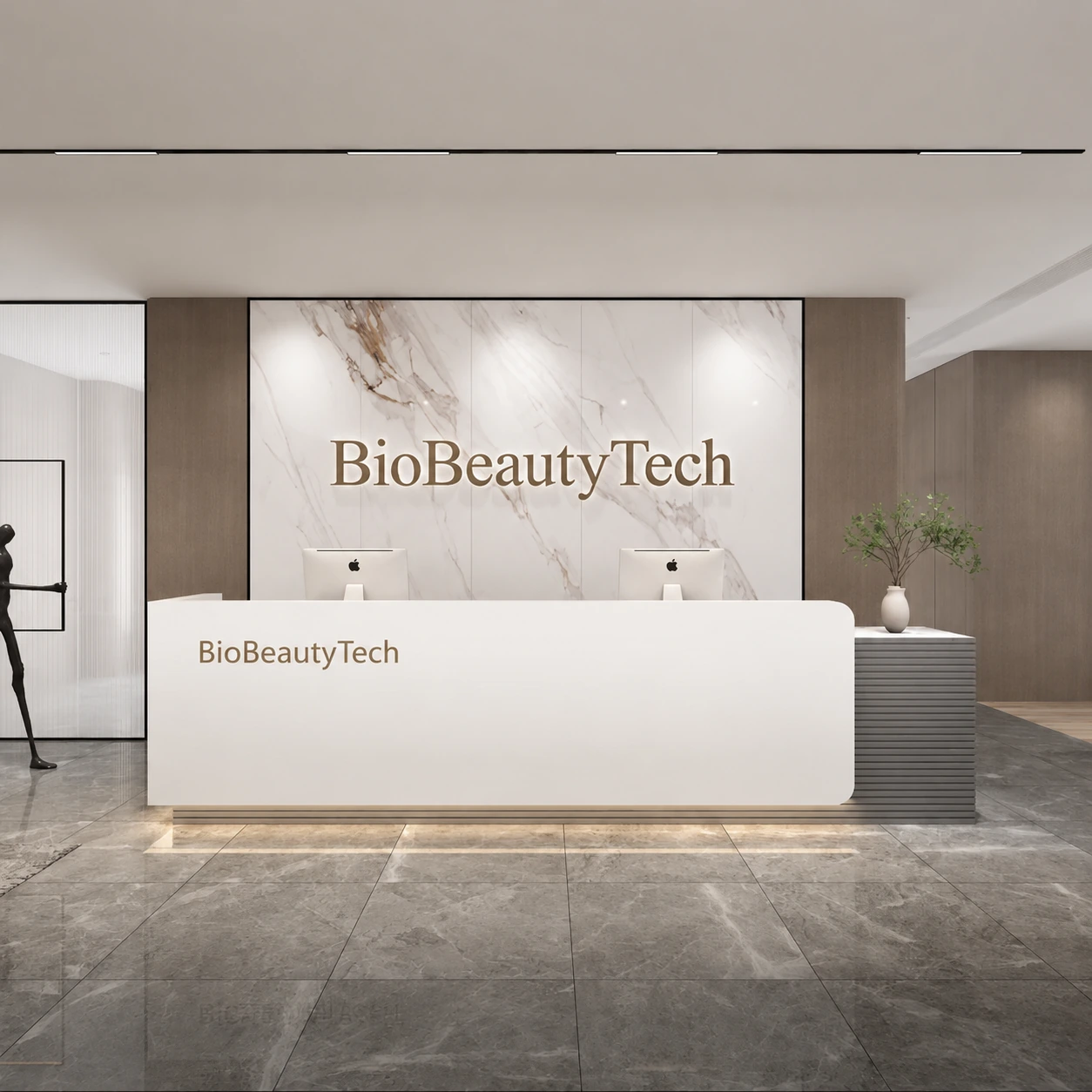 Reception desk RCP-0032 — White · marble feature wall