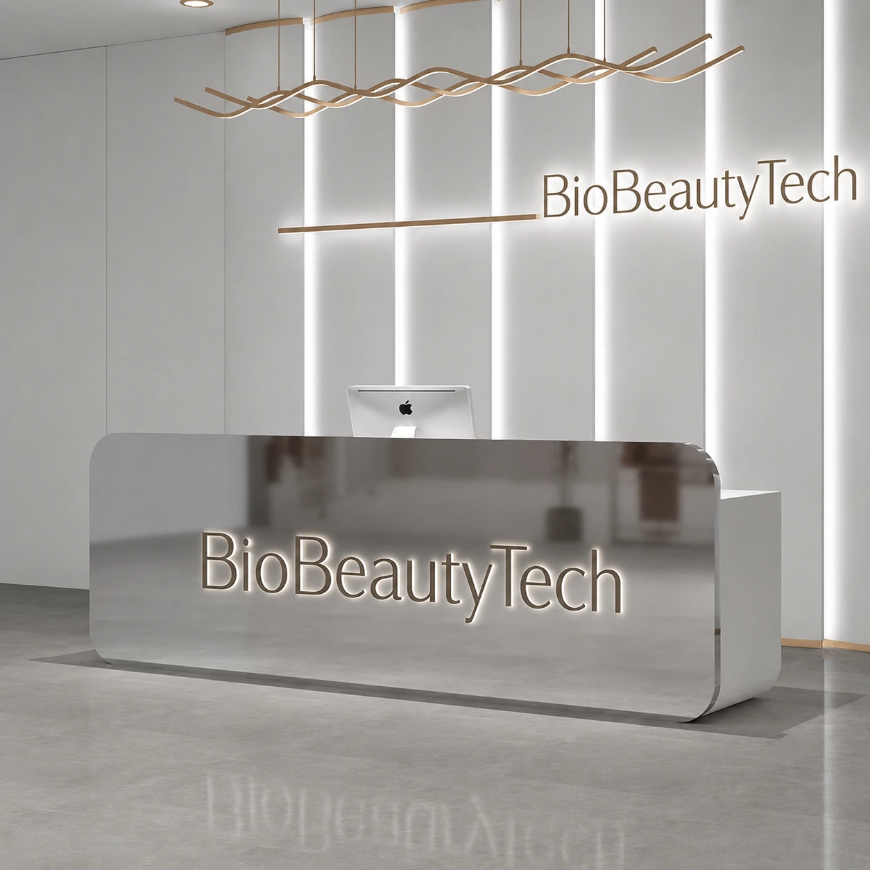 Reception desk RCP-0038 — Mirror-polished steel