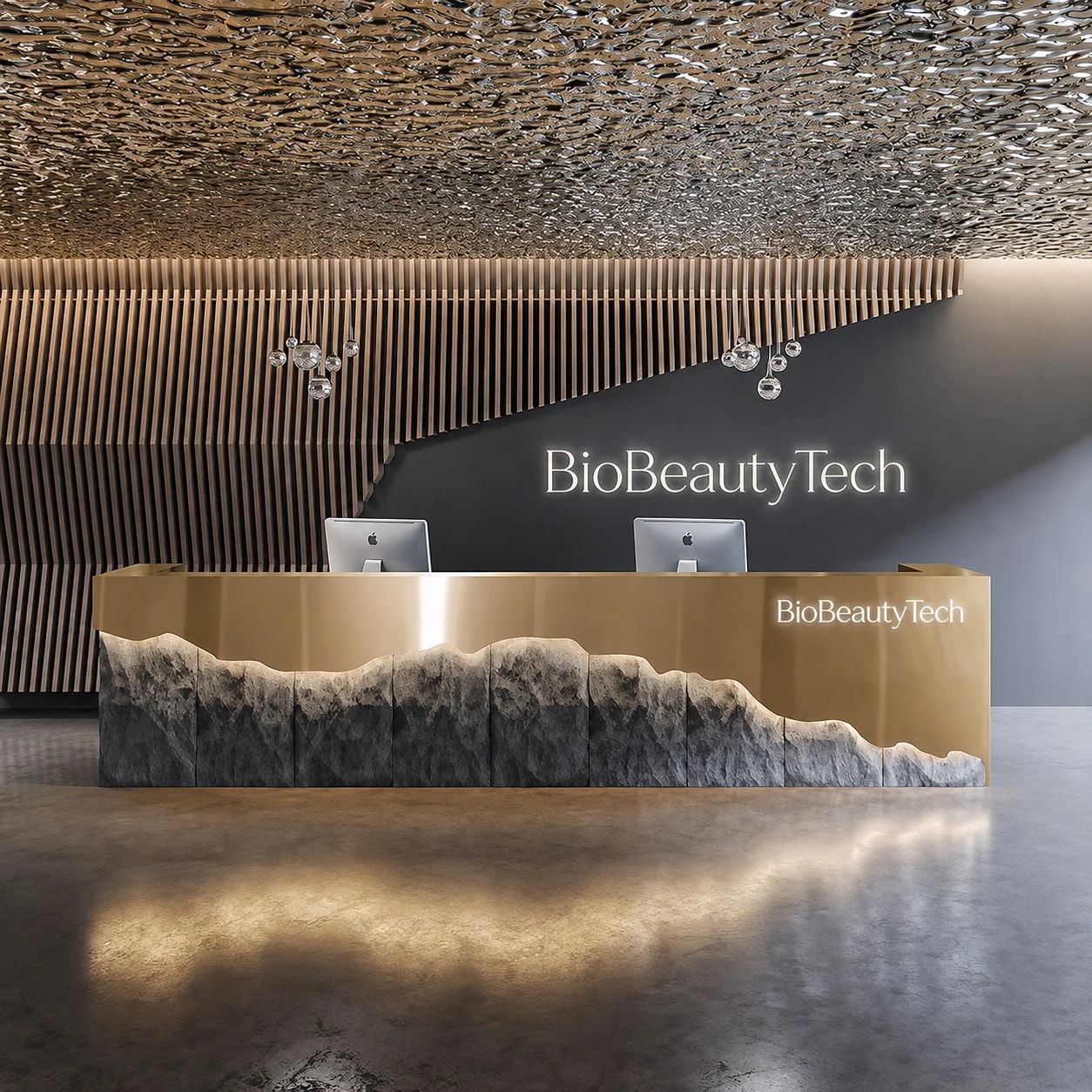 Reception desk RCP-0040 — Brass · backlit onyx