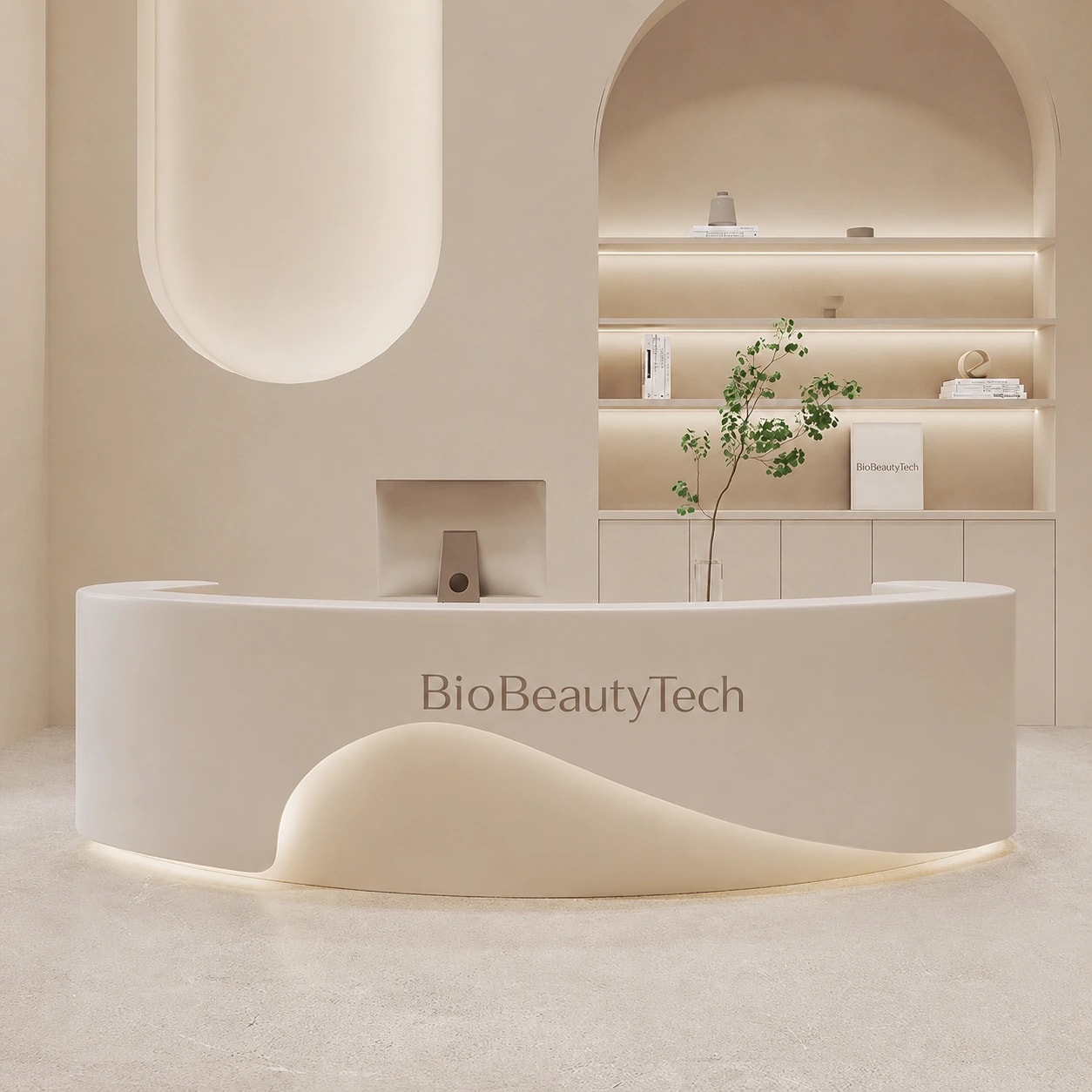 Reception desk RCP-0051 — Cream · double curve