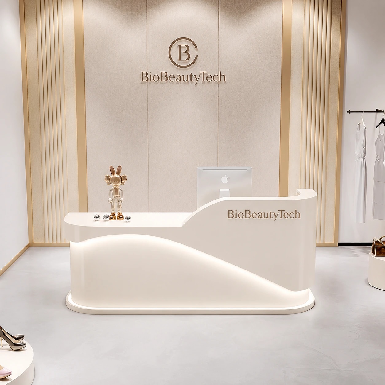 Reception desk RCP-0058 — White · sculpted dune