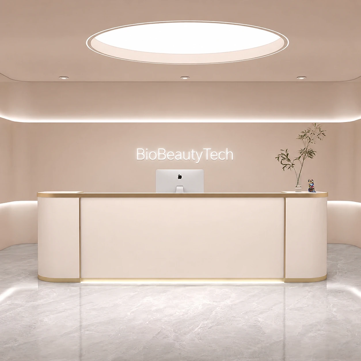 Reception desk RCP-0068 — Solid oak · stepped block