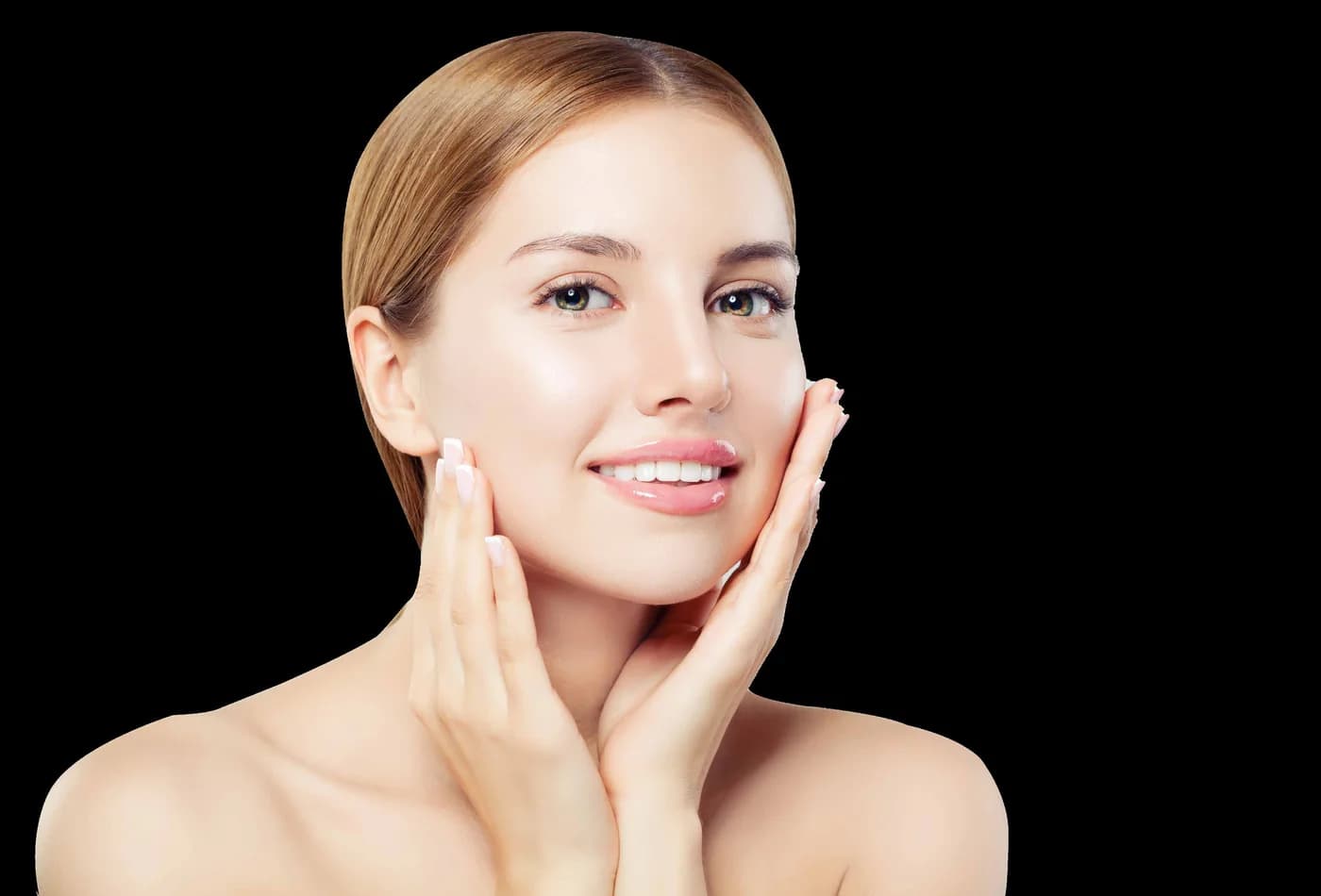 Close-up of skin after a light-based facial treatment